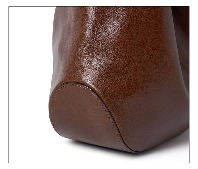 真皮腋下包 頭層樹膏植鞣牛皮托特包 時尚慵懶風大容量手袋女包 高級感單肩包推薦 真皮包包