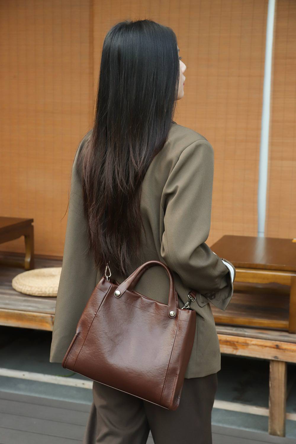 真皮女包 復古頭層植鞣牛皮斜挎單肩包 時尚百搭手提包斜背包手袋 女士大包包推薦 真皮包包