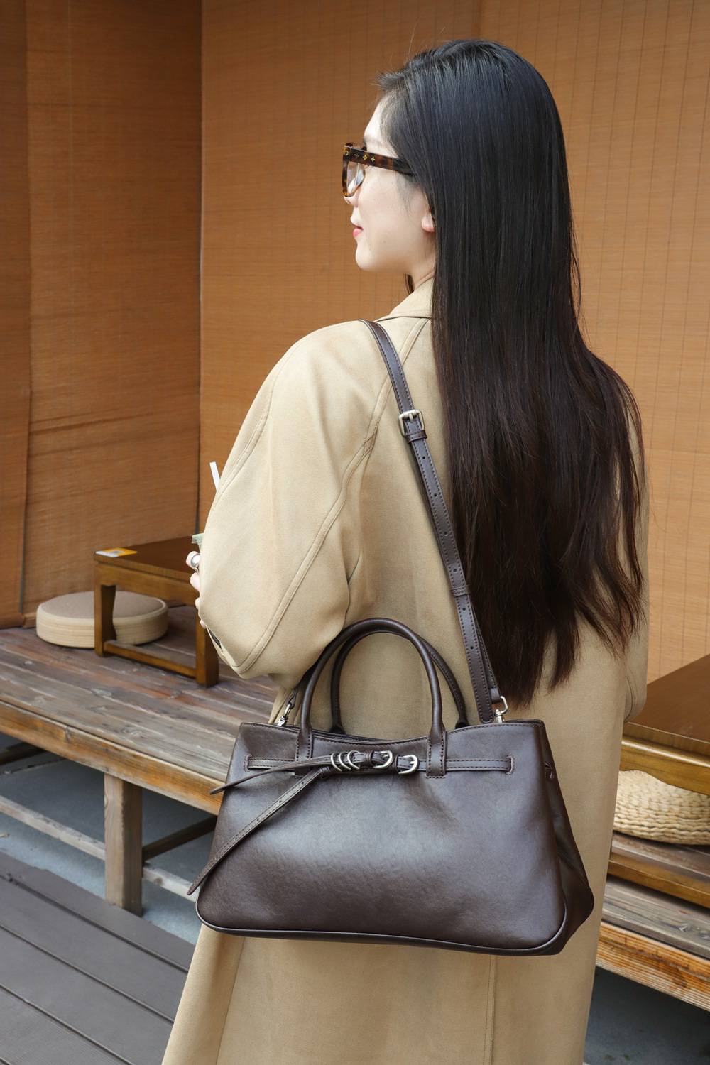 復古頭層水晶植鞣牛皮斜挎包 女生手提包 真皮大容量托特包女包包 新款單肩背包推薦斜背包 真皮包包