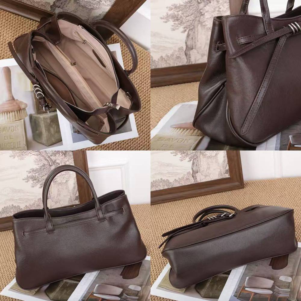 復古頭層水晶植鞣牛皮斜挎包 女生手提包 真皮大容量托特包女包包 新款單肩背包推薦斜背包 真皮包包