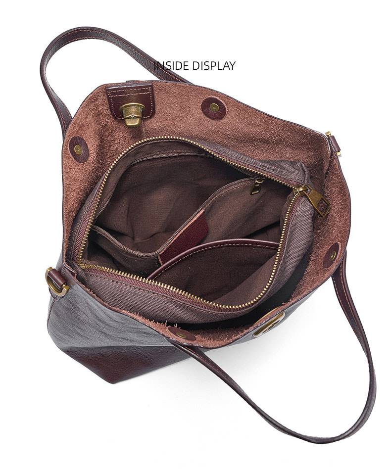 新款頭層樹膏植鞣牛皮手提包 復古時尚真皮女包斜背包 大容量手袋單肩背包 斜挎包包推薦 真皮包包