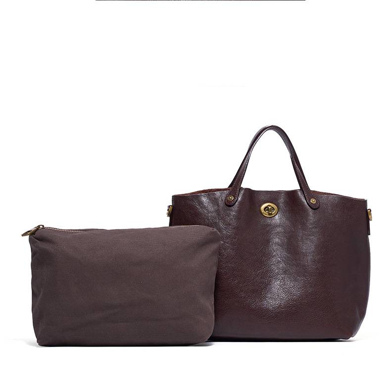 新款頭層樹膏植鞣牛皮手提包 復古時尚真皮女包斜背包 大容量手袋單肩背包 斜挎包包推薦 真皮包包