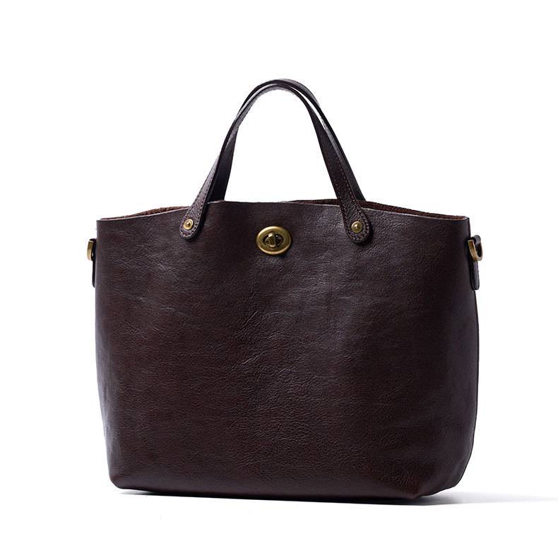 新款頭層樹膏植鞣牛皮手提包 復古時尚真皮女包斜背包 大容量手袋單肩背包 斜挎包包推薦 真皮包包