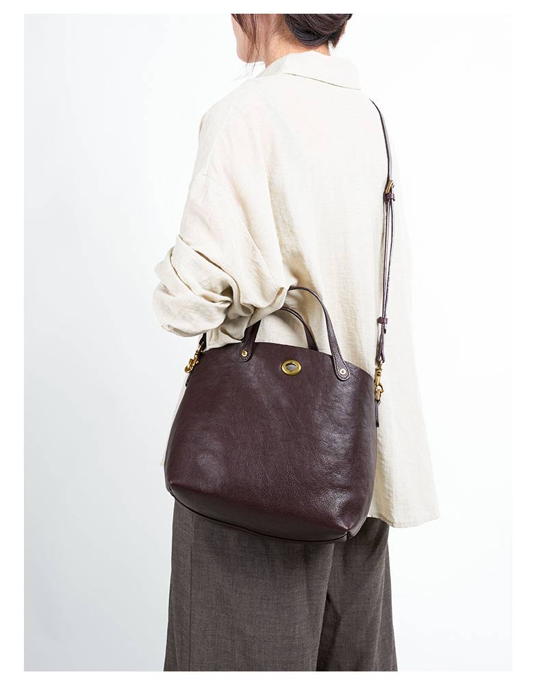 新款頭層樹膏植鞣牛皮手提包 復古時尚真皮女包斜背包 大容量手袋單肩背包 斜挎包包推薦 真皮包包