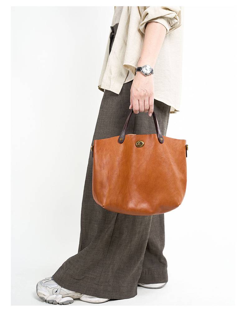 新款頭層樹膏植鞣牛皮手提包 復古時尚真皮女包斜背包 大容量手袋單肩背包 斜挎包包推薦 真皮包包