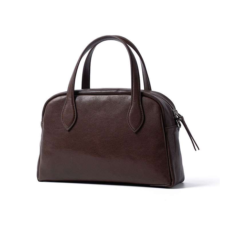 頭層水晶植鞣牛皮保齡球包 復古時尚真皮女包手袋 通勤手提包斜挎包女式新款斜背包推薦 真皮包包