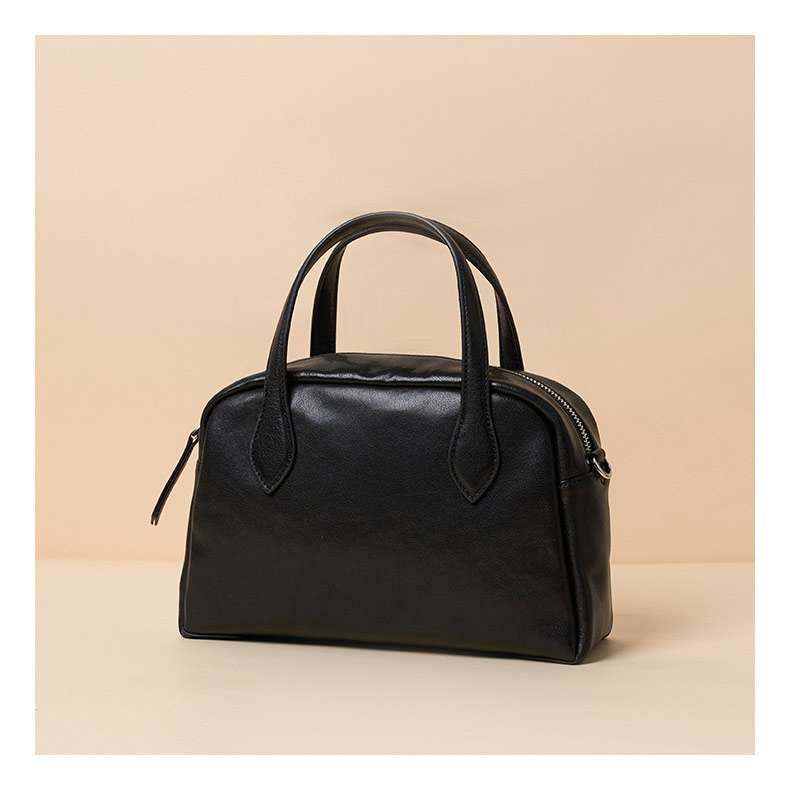 頭層水晶植鞣牛皮保齡球包 復古時尚真皮女包手袋 通勤手提包斜挎包女式新款斜背包推薦 真皮包包