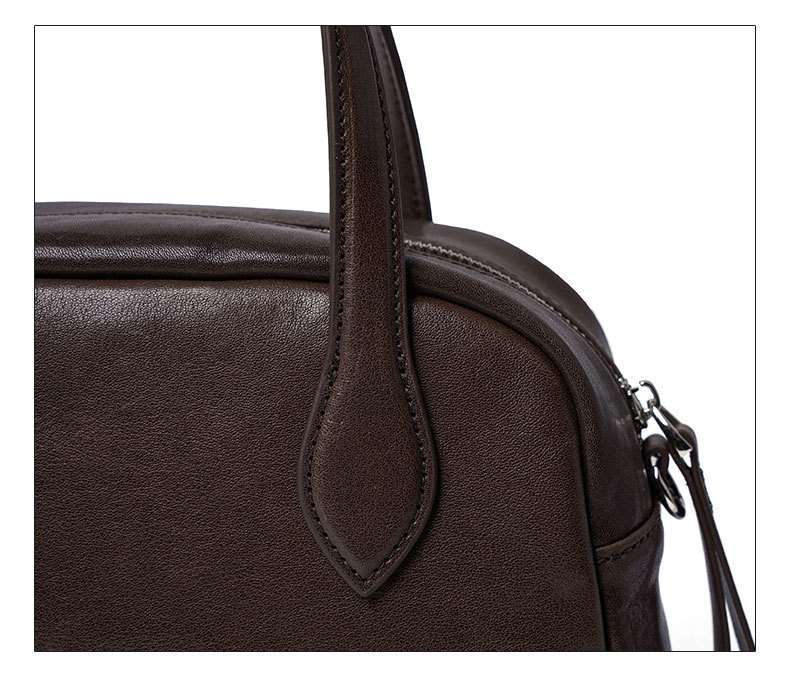 頭層水晶植鞣牛皮保齡球包 復古時尚真皮女包手袋 通勤手提包斜挎包女式新款斜背包推薦 真皮包包