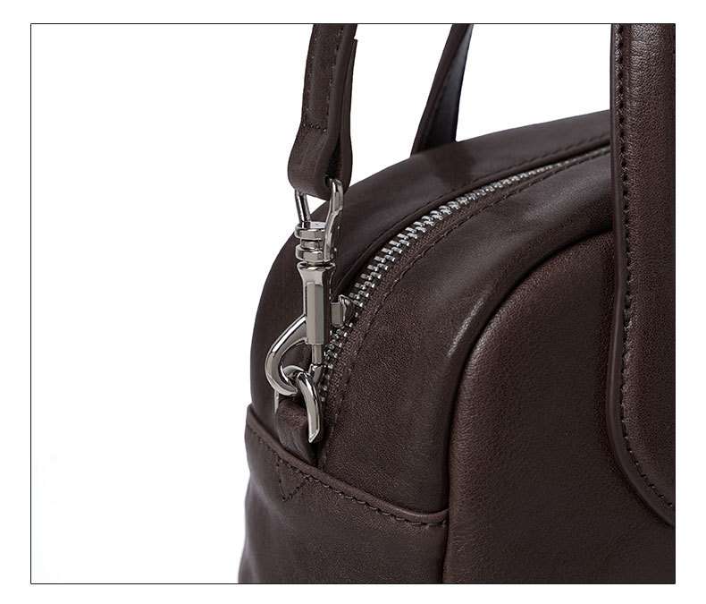 頭層水晶植鞣牛皮保齡球包 復古時尚真皮女包手袋 通勤手提包斜挎包女式新款斜背包推薦 真皮包包