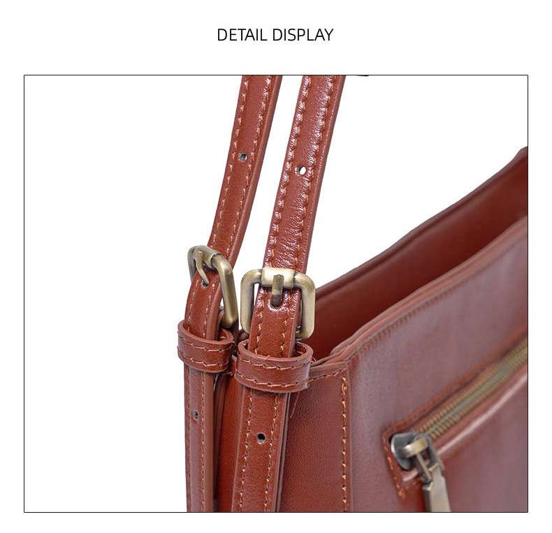 新款復古植鞣牛皮水桶包 女士潮流斜挎單肩包 真皮女包 女生頭層牛皮斜背包推薦 真皮包包