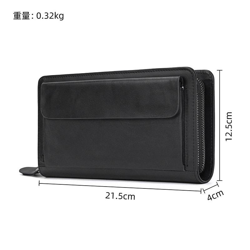 新款商務錢包 帶手帶大容量男士手拿包 瘋馬皮復古手抓包 頭層牛皮手機包錢夾皮夾推薦 真皮包包