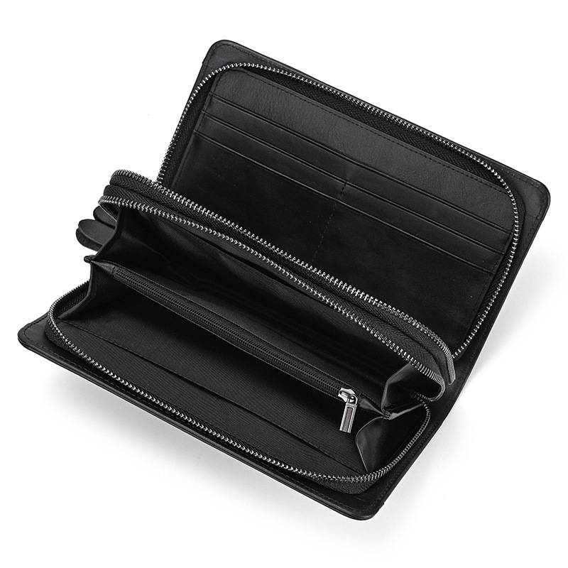 新款商務錢包 帶手帶大容量男士手拿包 瘋馬皮復古手抓包 頭層牛皮手機包錢夾皮夾推薦 真皮包包