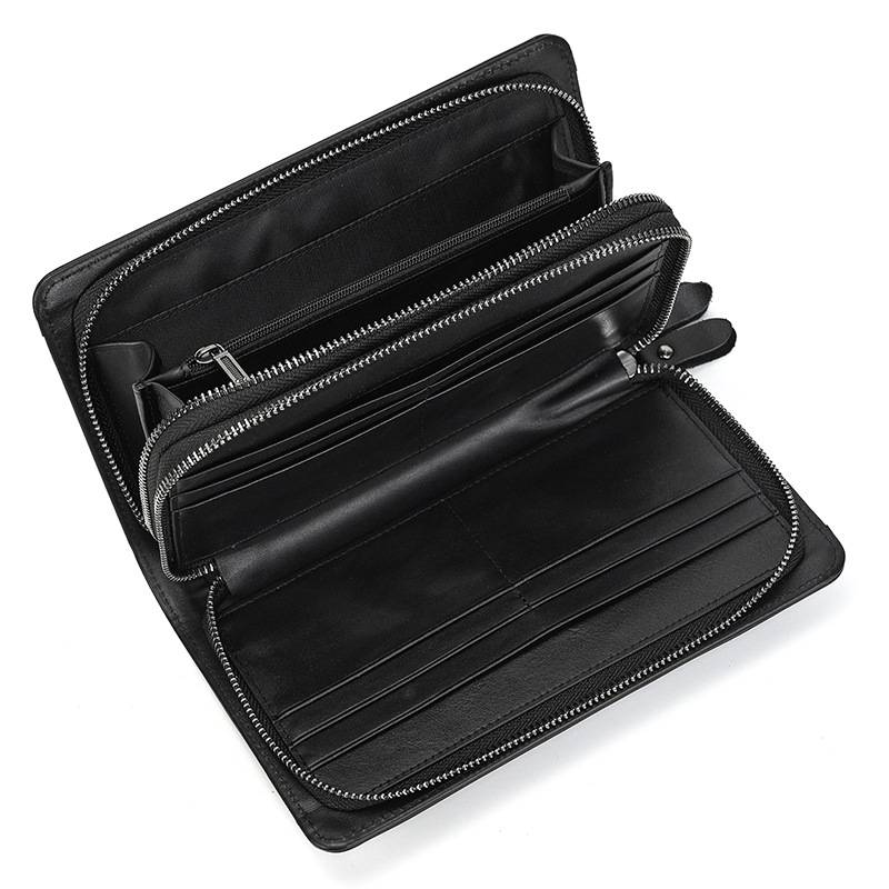 新款商務錢包 帶手帶大容量男士手拿包 瘋馬皮復古手抓包 頭層牛皮手機包錢夾皮夾推薦 真皮包包