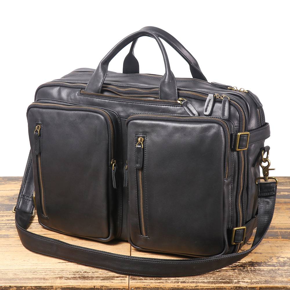 新款多功能後背包手提包 頭層牛皮電腦包 高級感男士雙肩背包 真皮斜背包 旅遊商務單肩斜挎包推薦 真皮包包