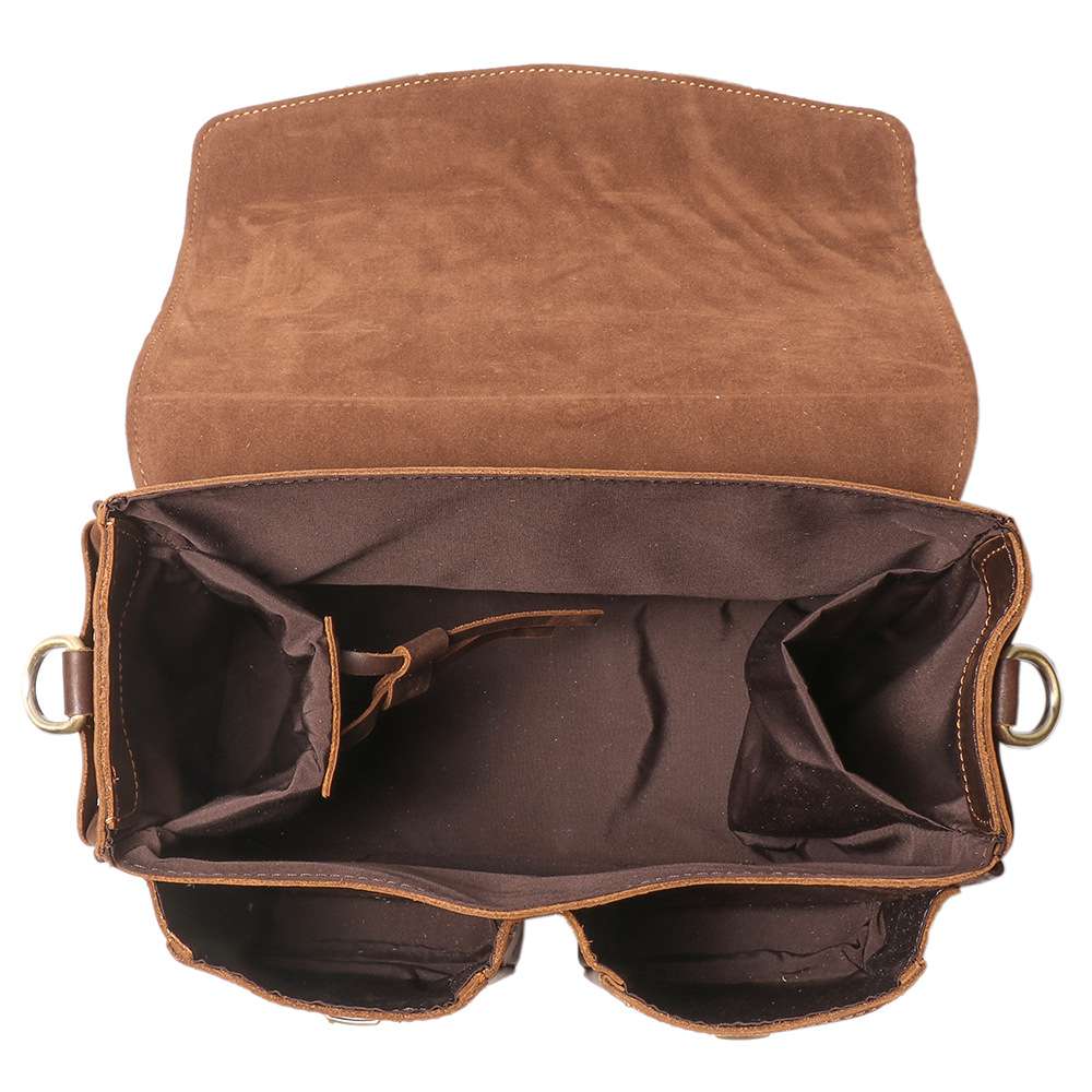 新款歐美復古數位相機包 頭層牛皮斜挎包 瘋馬皮單眼攝影包 單反相機包 男士休閒真皮斜背包推薦 真皮包包