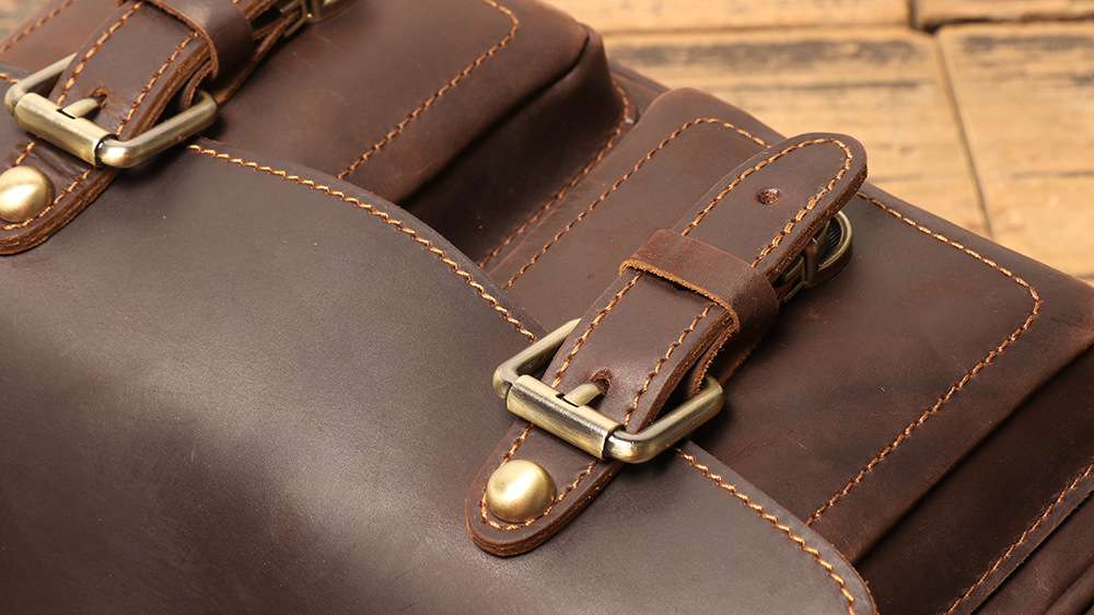 新款歐美復古數位相機包 頭層牛皮斜挎包 瘋馬皮單眼攝影包 單反相機包 男士休閒真皮斜背包推薦 真皮包包