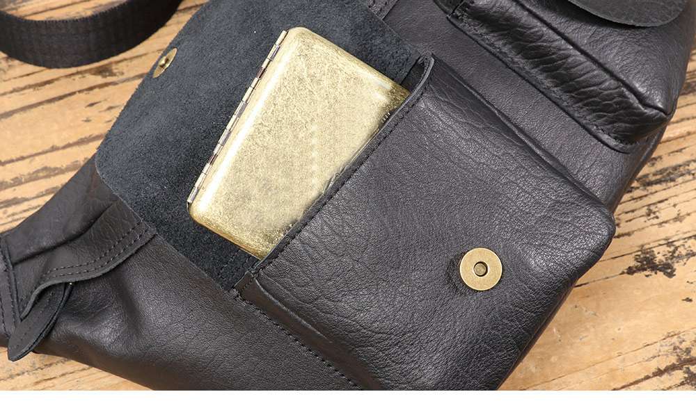 爆款高級創意時尚背包 新款頭層牛皮騎行包 多功能旅行便捷斜挎胸包肩背包 斜背包推薦 真皮包包