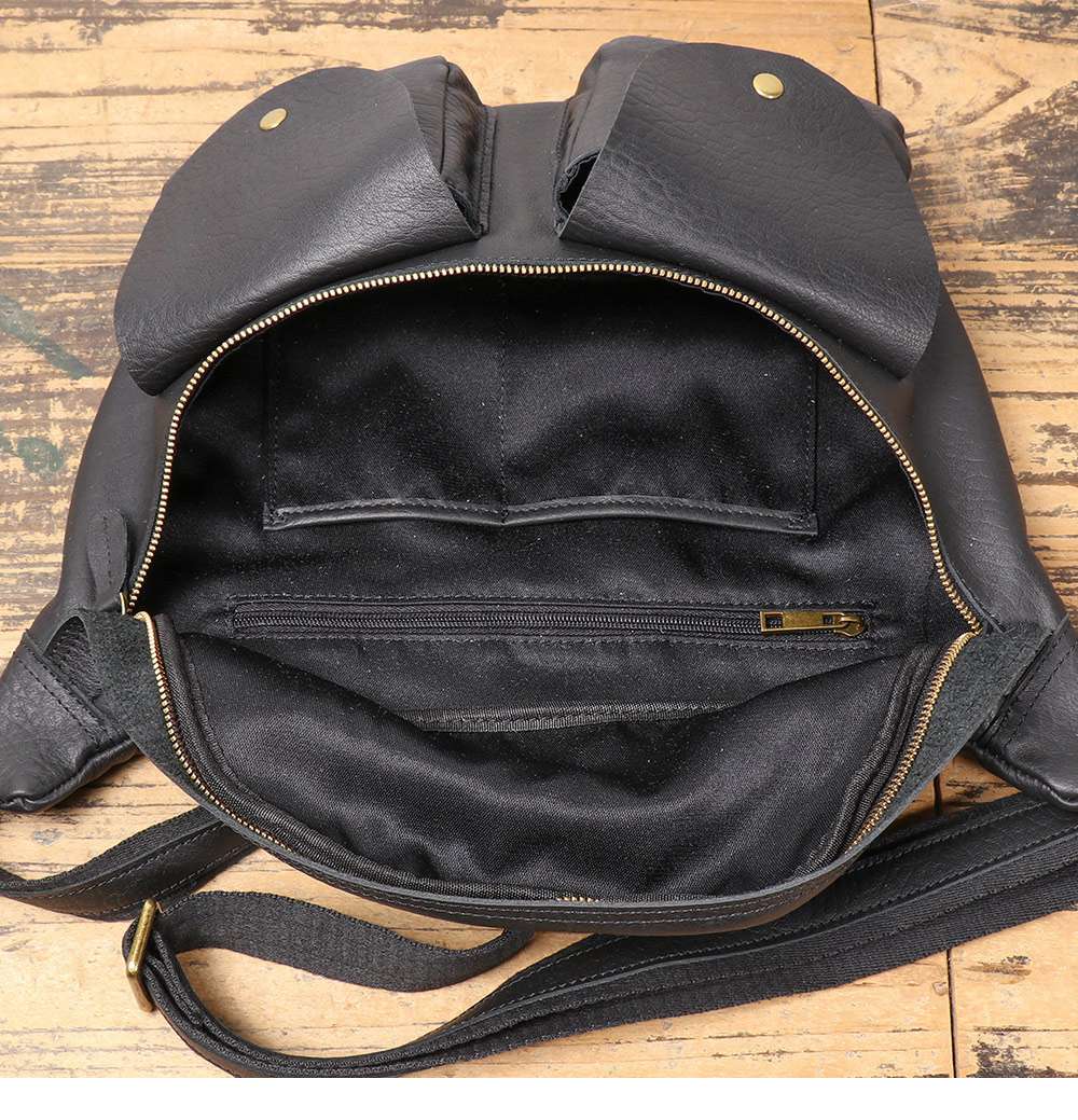 爆款高級創意時尚背包 新款頭層牛皮騎行包 多功能旅行便捷斜挎胸包肩背包 斜背包推薦 真皮包包