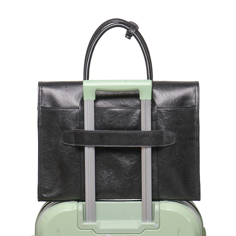 新款男士真皮商務公事包 頭層牛皮穿拉杆箱包出差公文包筆電包 大容量手提包電腦包推薦 真皮包包