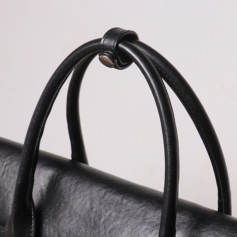 新款男士真皮商務公事包 頭層牛皮穿拉杆箱包出差公文包筆電包 大容量手提包電腦包推薦 真皮包包