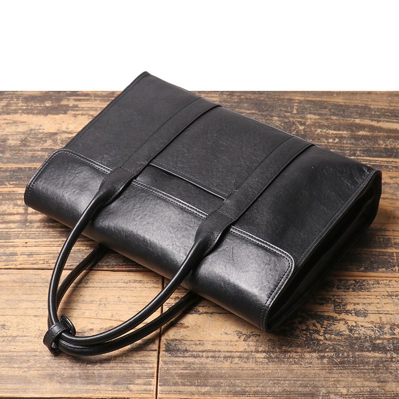 新款男士真皮商務公事包 頭層牛皮穿拉杆箱包出差公文包筆電包 大容量手提包電腦包推薦 真皮包包