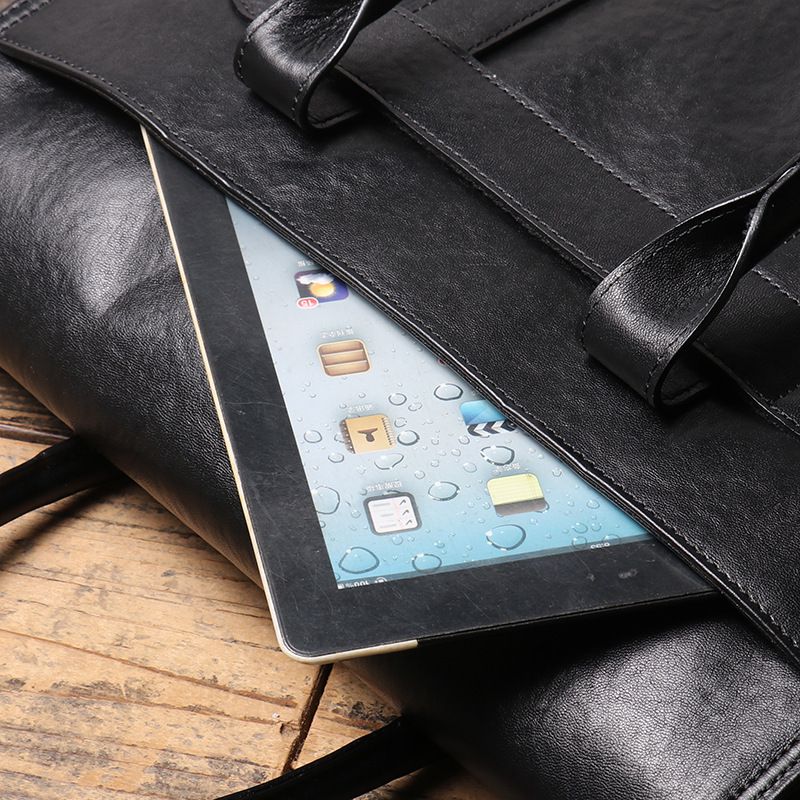 新款男士真皮商務公事包 頭層牛皮穿拉杆箱包出差公文包筆電包 大容量手提包電腦包推薦 真皮包包