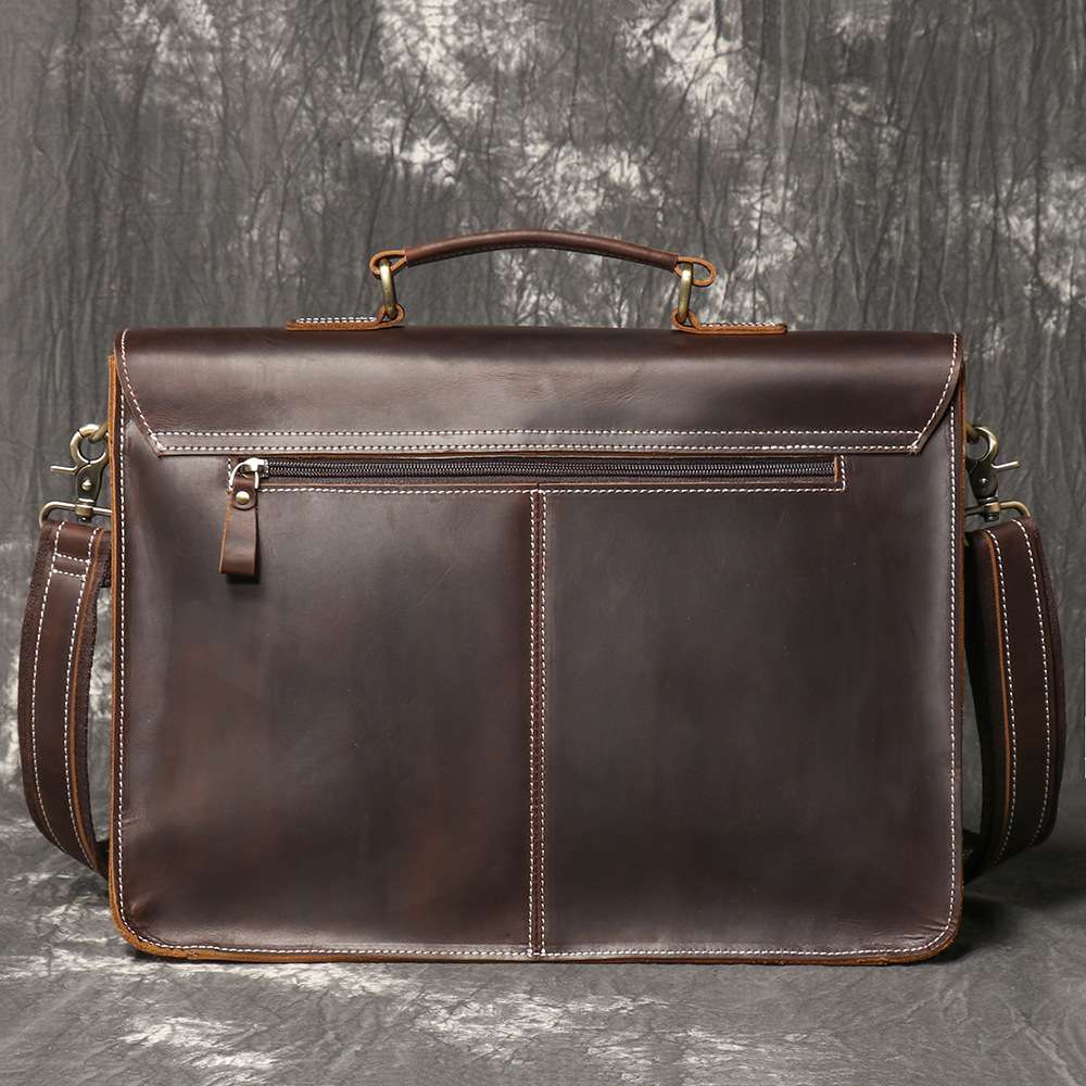 熱銷男士真皮手提包公文包 瘋馬皮出差電腦包 商務通勤公事包單肩背包斜挎包推薦 真皮包包