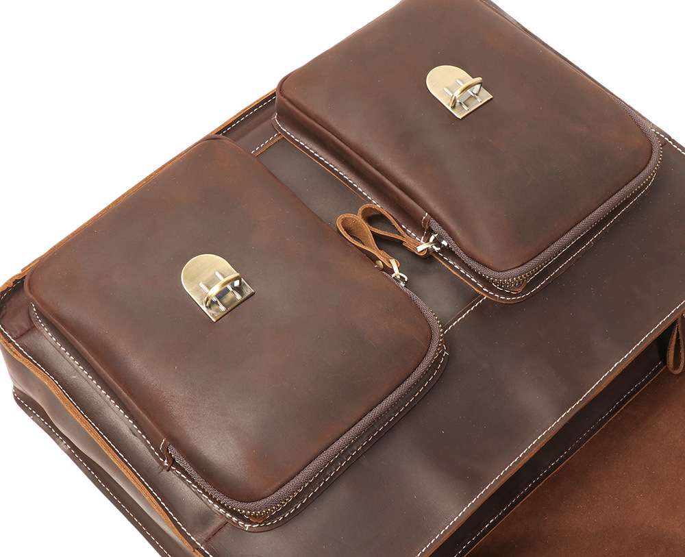 熱銷男士真皮手提包公文包 瘋馬皮出差電腦包 商務通勤公事包單肩背包斜挎包推薦 真皮包包