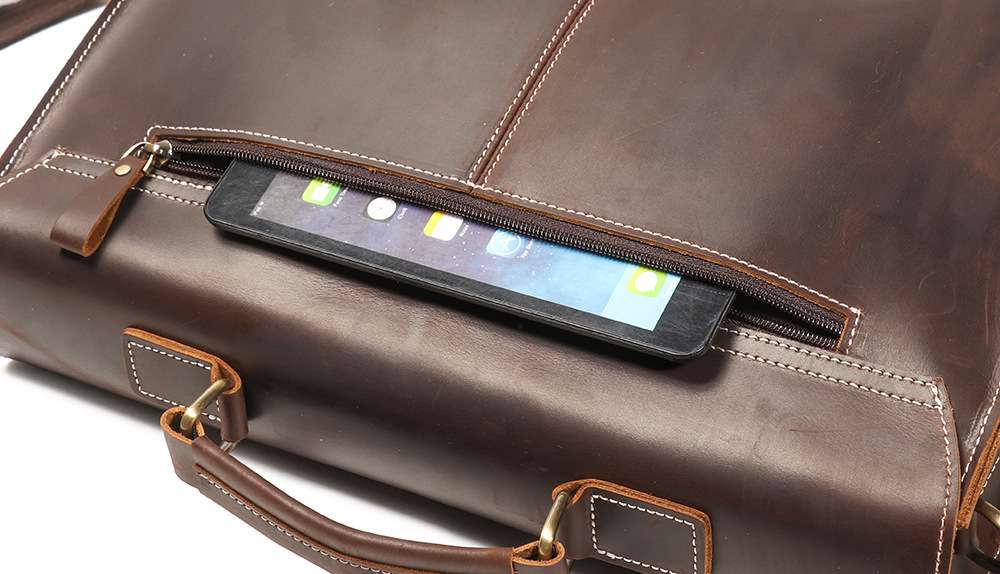 熱銷男士真皮手提包公文包 瘋馬皮出差電腦包 商務通勤公事包單肩背包斜挎包推薦 真皮包包