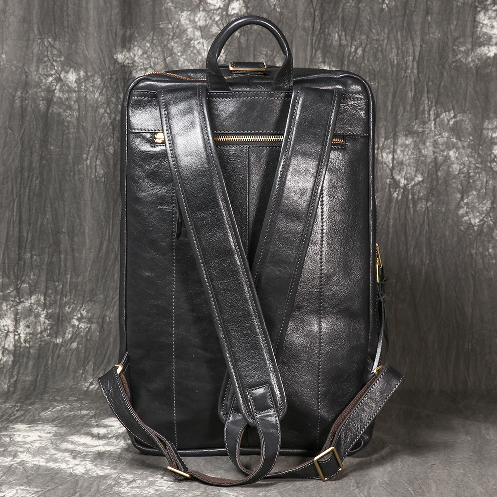 歐美植鞣皮手提旅行袋 多功能牛皮電腦包 真皮後背包 高級感男出差旅行雙肩背包推薦 真皮包包