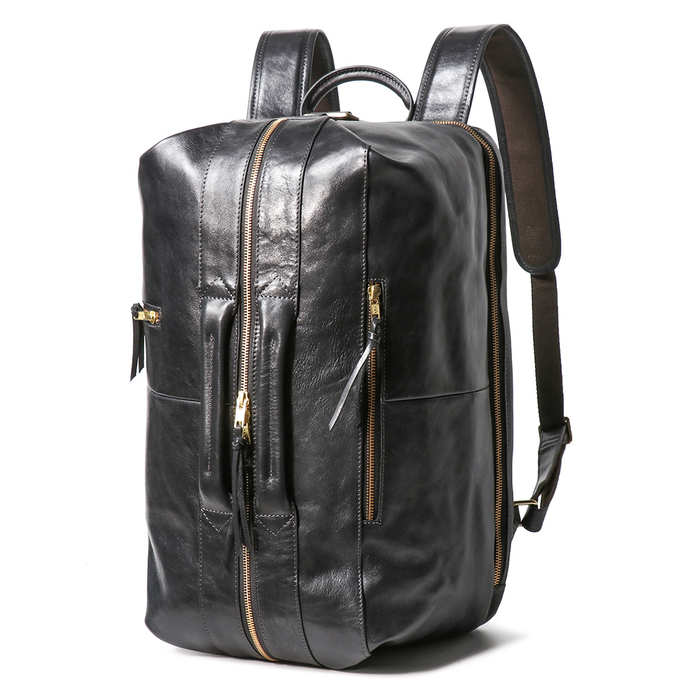 歐美植鞣皮手提旅行袋 多功能牛皮電腦包 真皮後背包 高級感男出差旅行雙肩背包推薦 真皮包包