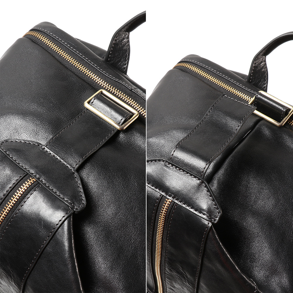 歐美植鞣皮手提旅行袋 多功能牛皮電腦包 真皮後背包 高級感男出差旅行雙肩背包推薦 真皮包包