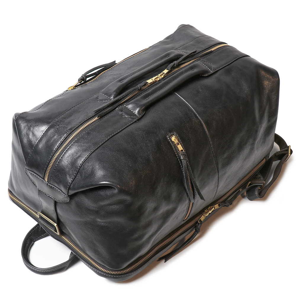 歐美植鞣皮手提旅行袋 多功能牛皮電腦包 真皮後背包 高級感男出差旅行雙肩背包推薦 真皮包包