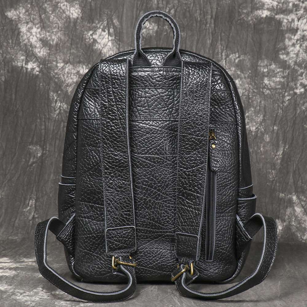 新款個性野牛皮休閒旅行大背包 男士後背包 真皮雙肩包 多功能電腦包旅行背包推薦 真皮包包