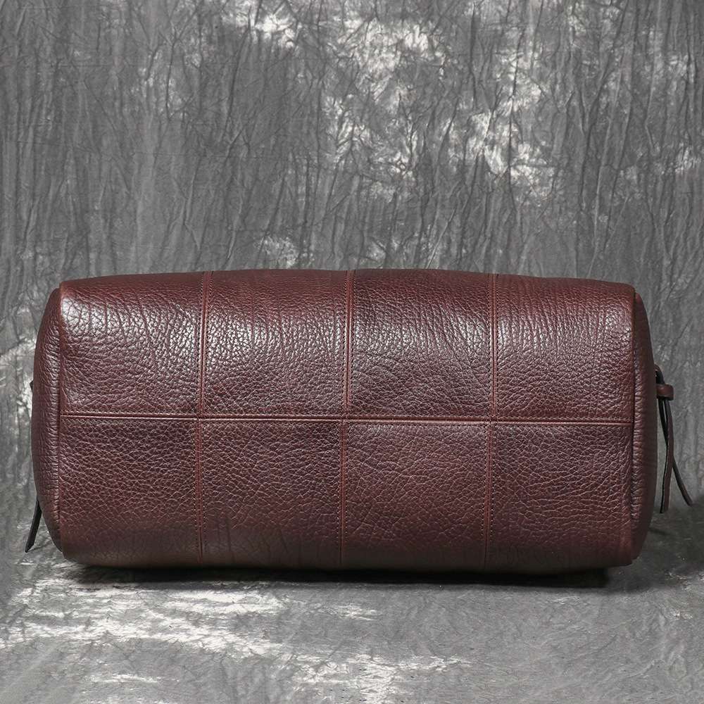 新款歐美復古男真皮旅行包 頭層牛皮單肩包斜背包 大容量斜挎包出差收納旅行袋郵差包推薦 真皮包包