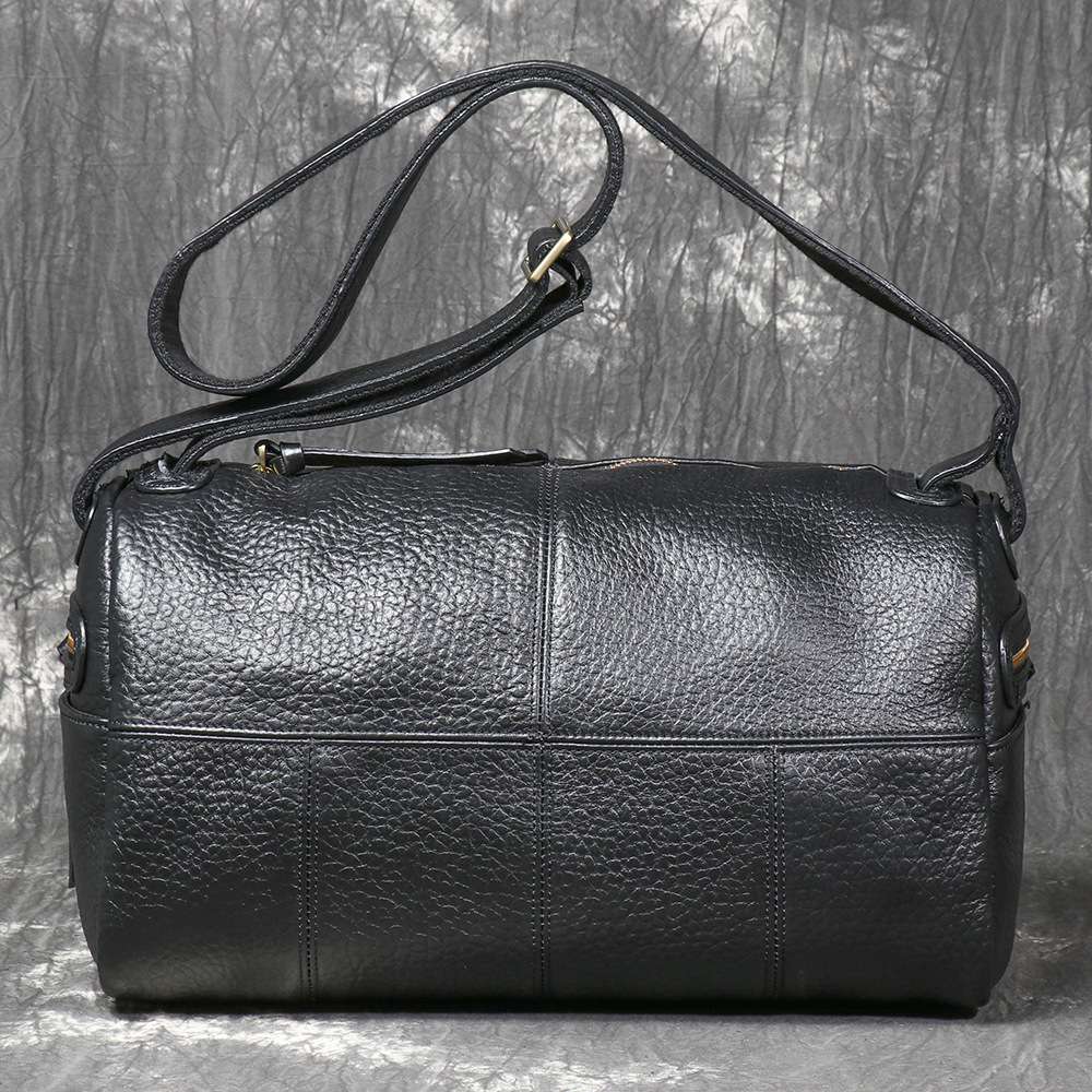 新款歐美復古男真皮旅行包 頭層牛皮單肩包斜背包 大容量斜挎包出差收納旅行袋郵差包推薦 真皮包包