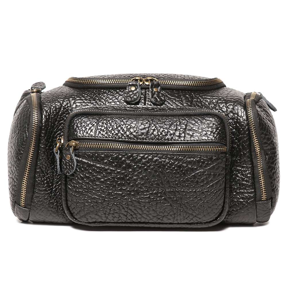 野牛皮單肩斜挎包 大容量牛皮腰包 多功能背包生意老闆包 新款男包真皮男士胸包斜背包推薦 真皮包包