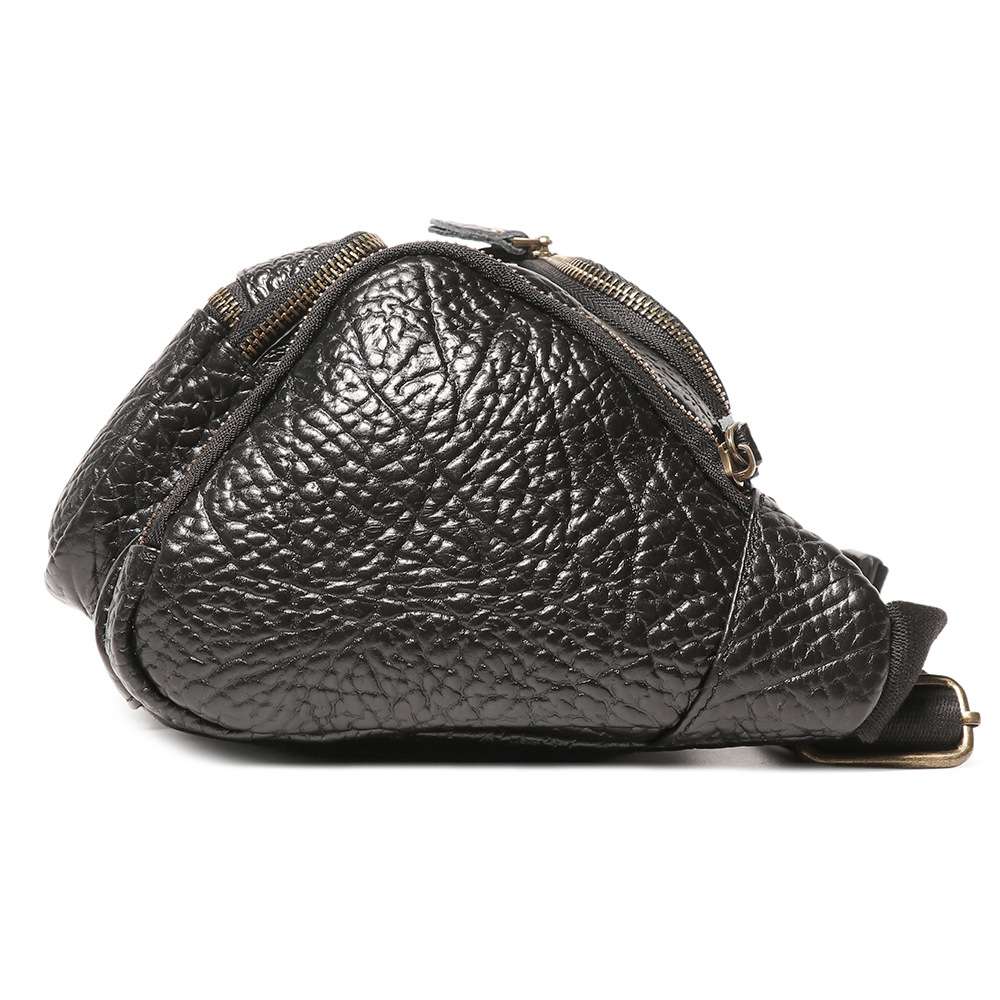 野牛皮單肩斜挎包 大容量牛皮腰包 多功能背包生意老闆包 新款男包真皮男士胸包斜背包推薦 真皮包包