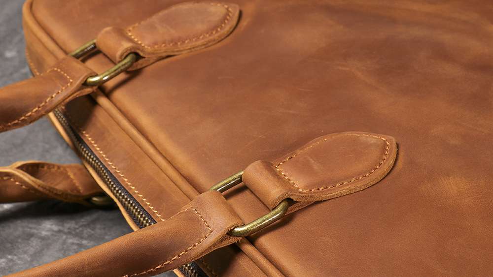 歐美復古真皮男士手提包 瘋馬皮單肩背包斜挎公文包 出差旅行牛皮文件包公事包推薦  真皮包包