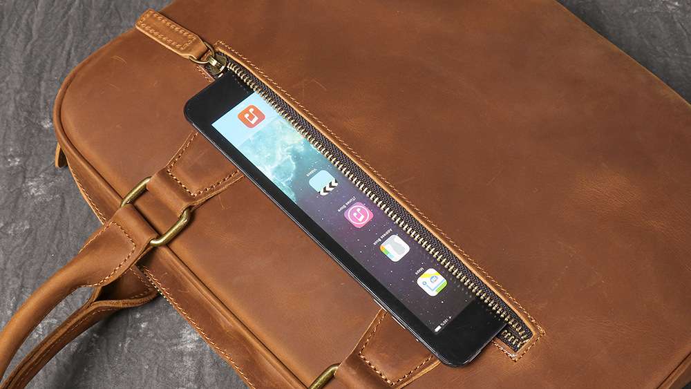 歐美復古真皮男士手提包 瘋馬皮單肩背包斜挎公文包 出差旅行牛皮文件包公事包推薦  真皮包包