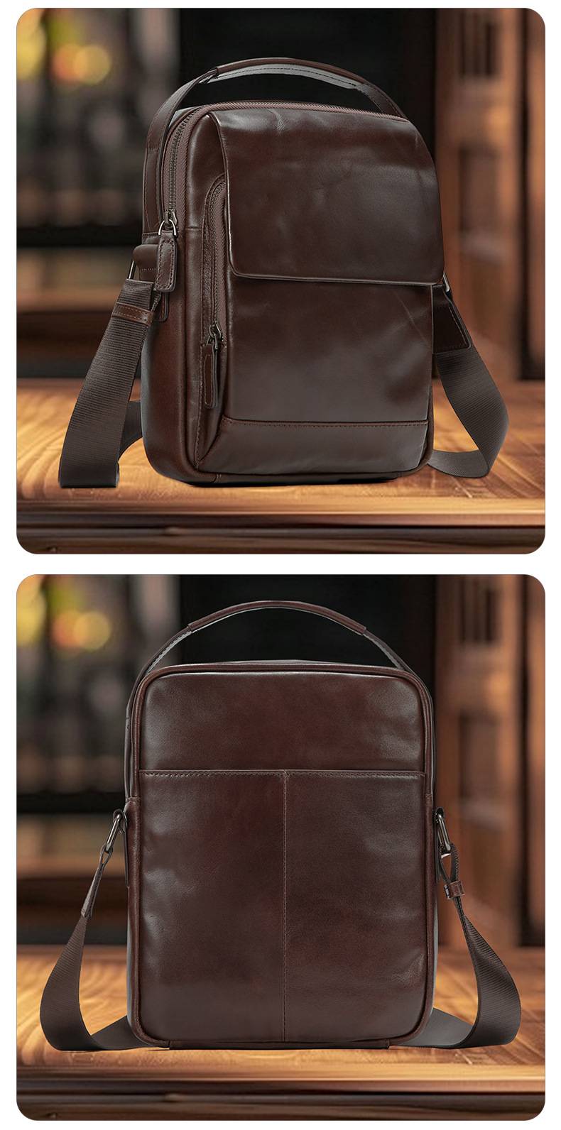 新款歐式休閒斜挎包 油蠟皮男包 復古真皮時尚單肩包頭層牛皮斜背包 純色經典款包包推薦  真皮包包