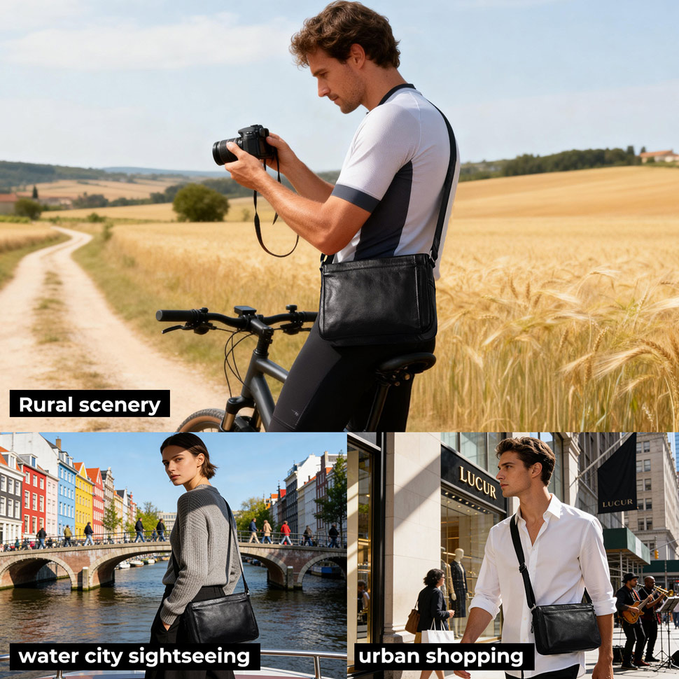 高檔氣質斜挎包 男女新款韓版百搭單肩包 軟皮多層設計斜背包側背包 男女適用包背包推薦  真皮包包