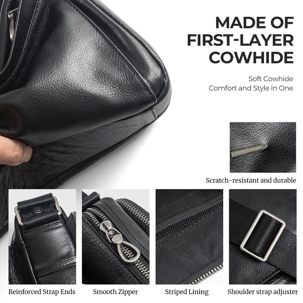 高檔氣質斜挎包 男女新款韓版百搭單肩包 軟皮多層設計斜背包側背包 男女適用包背包推薦  真皮包包