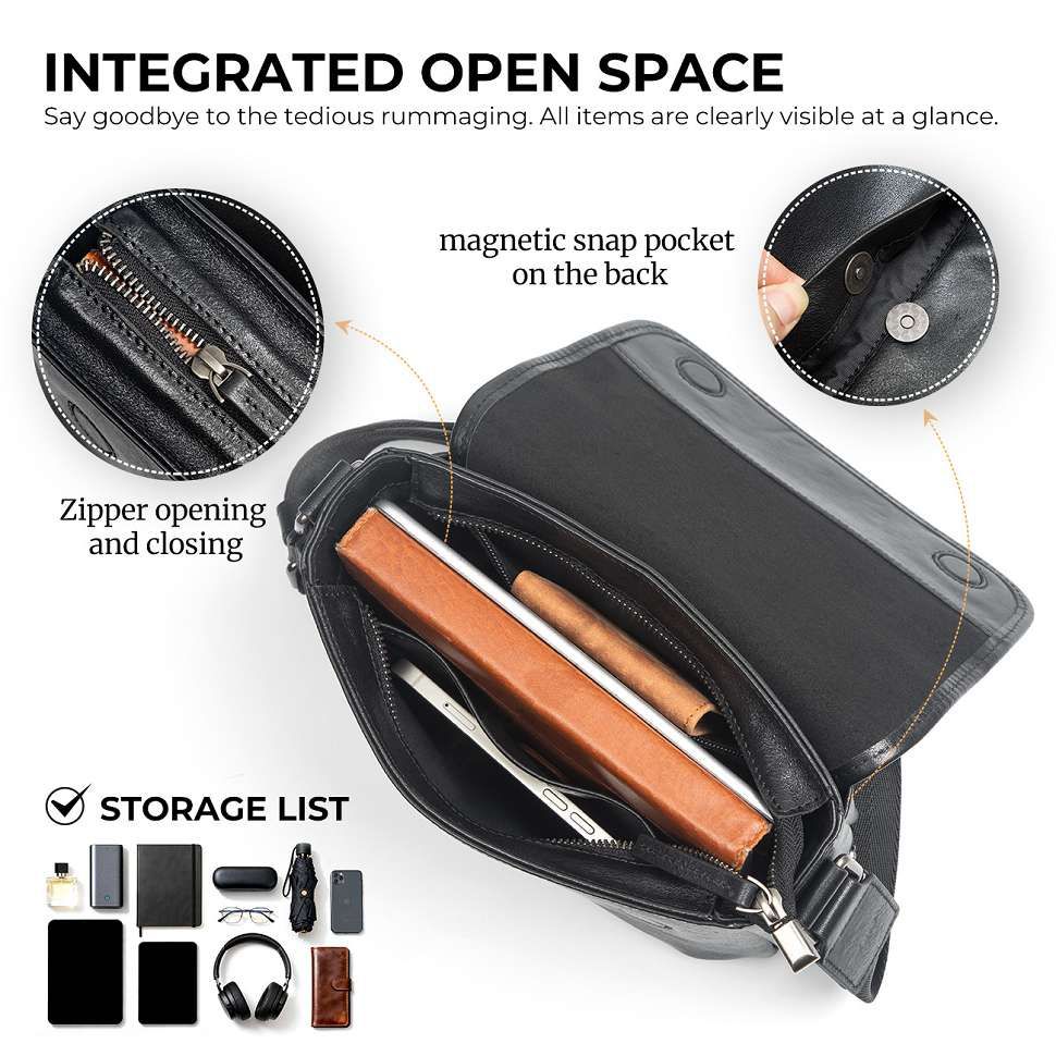 油蠟皮復古極簡約單肩背包 真皮斜挎包 男士包包休閒百搭時尚新款韓版女包推薦  真皮包包