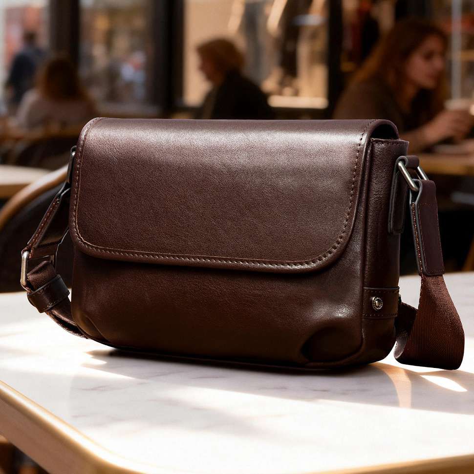 油蠟皮復古極簡約單肩背包 真皮斜挎包 男士包包休閒百搭時尚新款韓版女包推薦  真皮包包