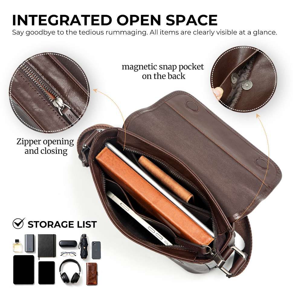 油蠟皮復古極簡約單肩背包 真皮斜挎包 男士包包休閒百搭時尚新款韓版女包推薦  真皮包包