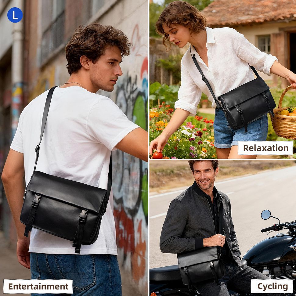 時尚高級感斜挎包 男女大容量雙主袋真皮復古蓋頭式單肩包 新款頭層牛皮斜背包推薦 真皮包包