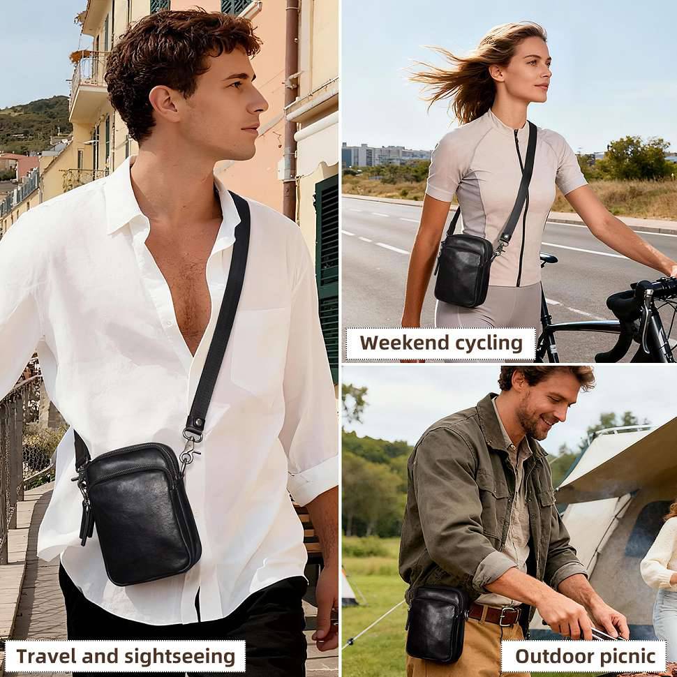 時尚男士斜挎包 真皮休閑肩背包斜背包 頭層牛皮韓版休閒復古質感單肩包 新款男包推薦  真皮包包