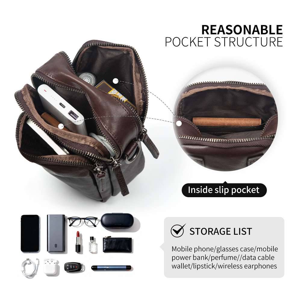 時尚男士斜挎包 真皮休閑肩背包斜背包 頭層牛皮韓版休閒復古質感單肩包 新款男包推薦  真皮包包