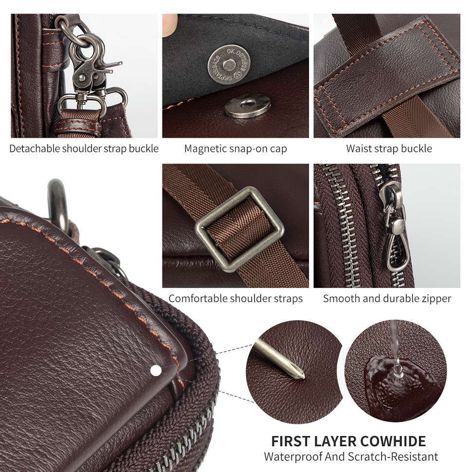 時尚真皮手機包 頭層牛皮單肩斜挎包 新款復古休閒簡約斜背包 時尚軟皮小背包腰包推薦 真皮包包